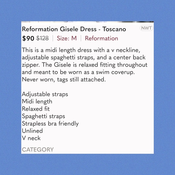 Closet Closes 11/1/22 Reformation Gisele Dress - Toscano - Picture 4 of 4